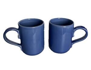 Dansk Mugs Vintage Lot Of 2 Terrazzo French Blue 4" tall Stoneware Durable